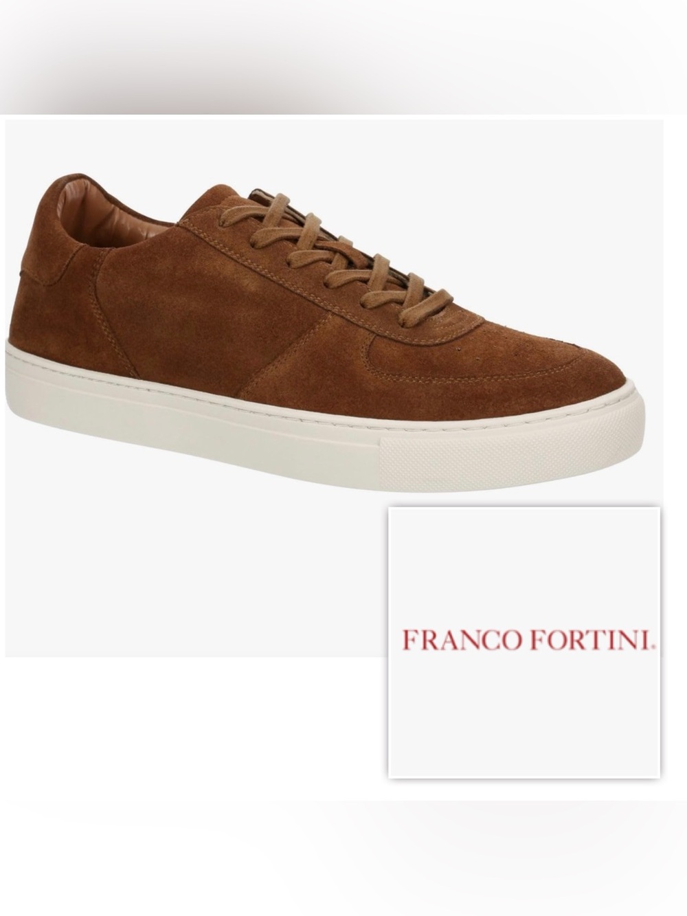 NEW Franco Fortini Men 11 Suede Low-Top Casual Sneaker Comfy Shoes Cognac Brown